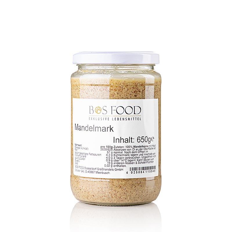 BOS FOOD Mandel-Mark, 100% Mark ohne Zusatzstoffe, 650 g