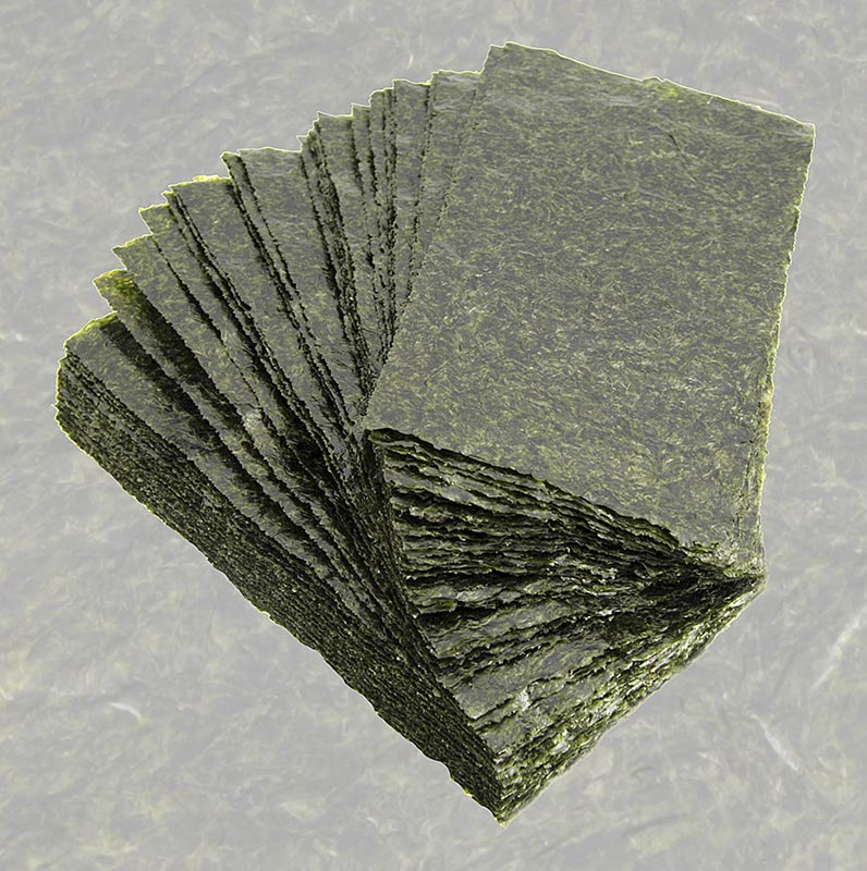 Yakinori halbe Größe, getrocknete Algenblätter, geröstet, Gold, 125 g, 100 Blatt