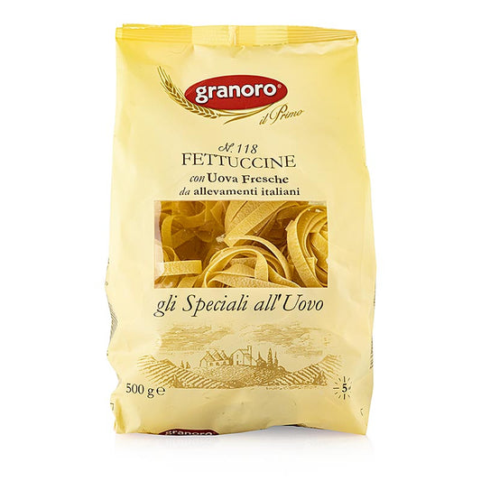 Granoro Fettuccine mit Ei, breite Bandnudelnester, No.118, 500 g