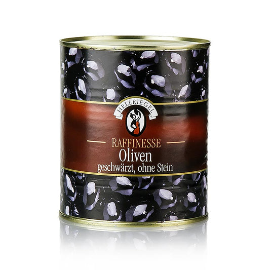 Hellriegel - Schwarze Oliven, ohne Kern, geschwärzt, in Lake, 850 g