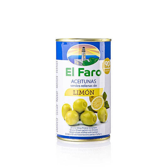 Grüne Oliven, ohne Kern, mit Zitronenpaste, in Lake, El Faro, 350 g
