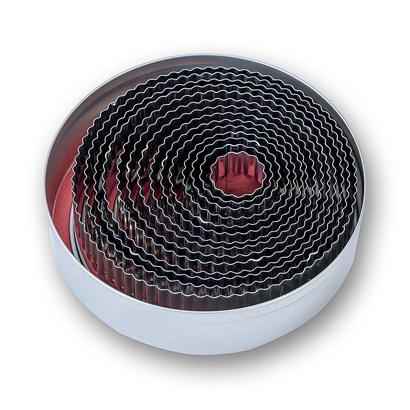 Blechausstecher Set, rund, gerippt, ø 2,2 -11cm, 3cm hoch, 14 tlg.