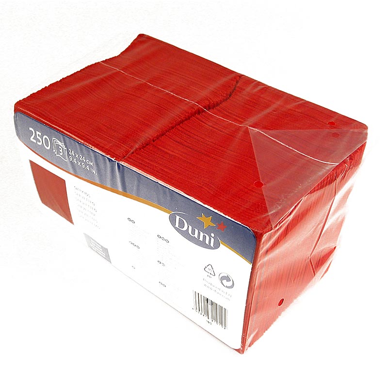 Duni - Cocktailservietten 3-lagig, rot, 12x12cm in 1/4 Falz, 250 St