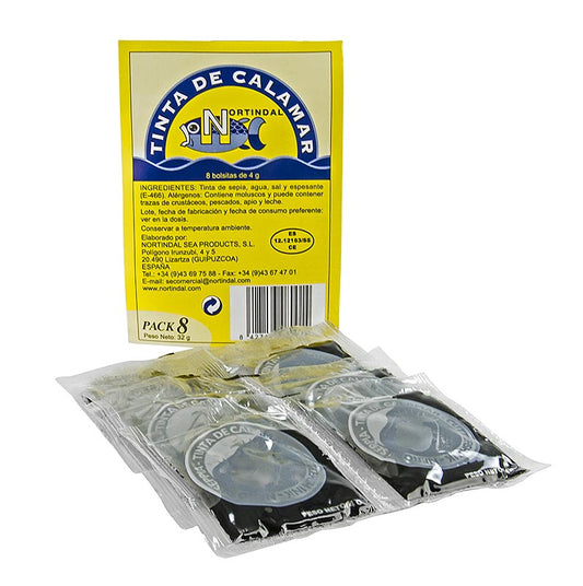 NORTINDAL SEA PRODUCTS - Tintenfisch-Farbe, flüssig, in Portionstütchen, 32 g, 8 x 4g