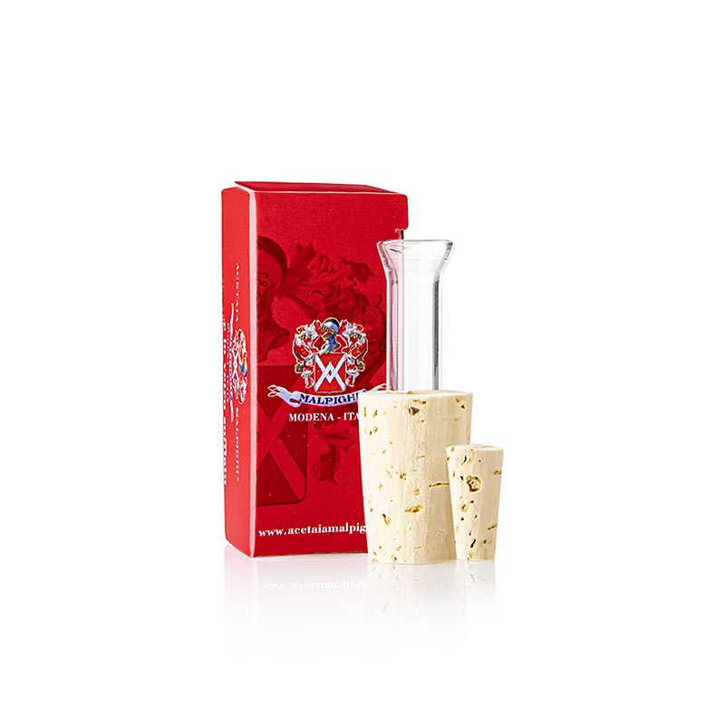 Malpighi - Flaschenausgießer für Aceto Balsamico & Öl (Dropper TIC Korken mit Glasröhrchen)