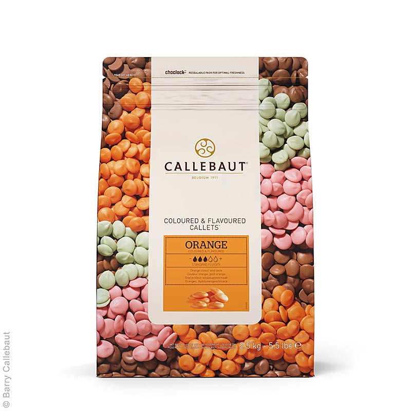 Callebaut - Aromatisierte Dekormasse - Orange, Callets, 2,5 kg