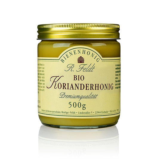 Feldt Koriander-Honig, Karpaten, hell, feincremig, würzig, BIO, 500 g