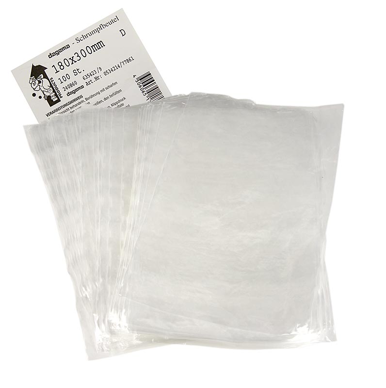 Schrumpf-Beutel/ Shrinkbag, zum Vakuumieren & im Wasserbad schrumpfen, 180x300 mm, 100 St