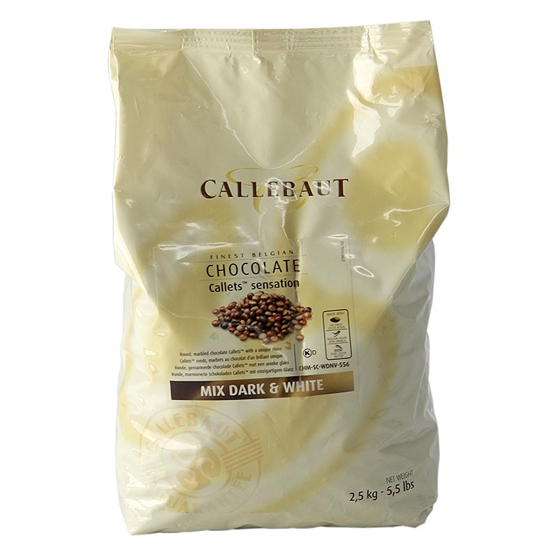 Callets Sensation Marbled, marmorierte Schokoladen-Perlen, 38,9% Kakao, 2,5 kg