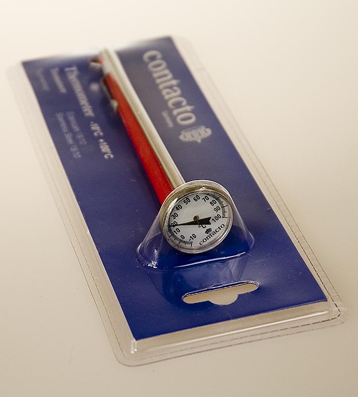 Analog Thermometer-Prüfstab, Edelstahl, Messbereich -10°C bis +100°C, 14cm lang,