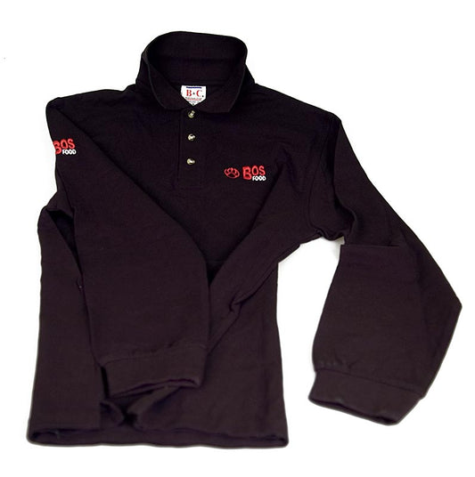 EDITION BOS FOOD Polo-Shirt, Langarm, Unisex, schwarz mit Bestickung, Gr. XXL, 1 St