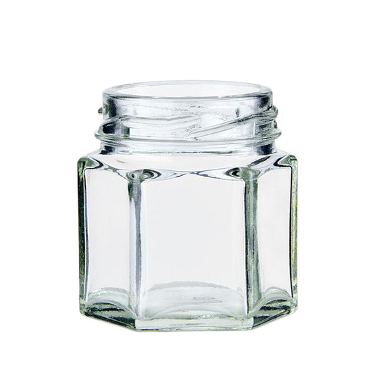 Glas, sechseckig, 47 ml, ø 43 mm Mündung, ohne Deckel, 1 St