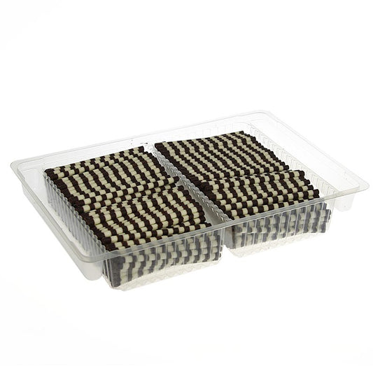 Schokozigarren - "Mikado", dunkel/weiß geringelt, 10cm lang, ø 4mm, 700 g, 335 St