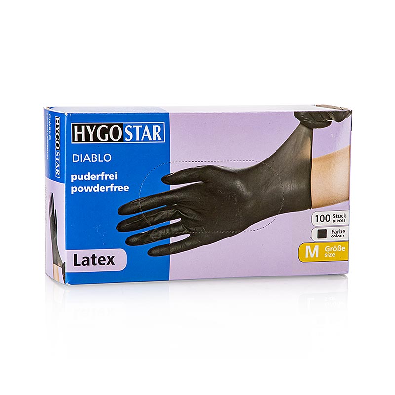 Einweghandschuhe Latex, Schwarz, M, ungepudert, 100 St