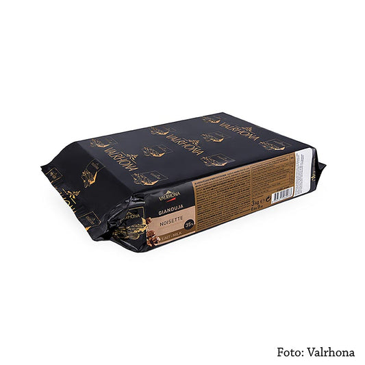 Valrhona - Gianduja Noisette lait - helle Volllmilch-Haselnuss-Couverture, Block, 3 kg
