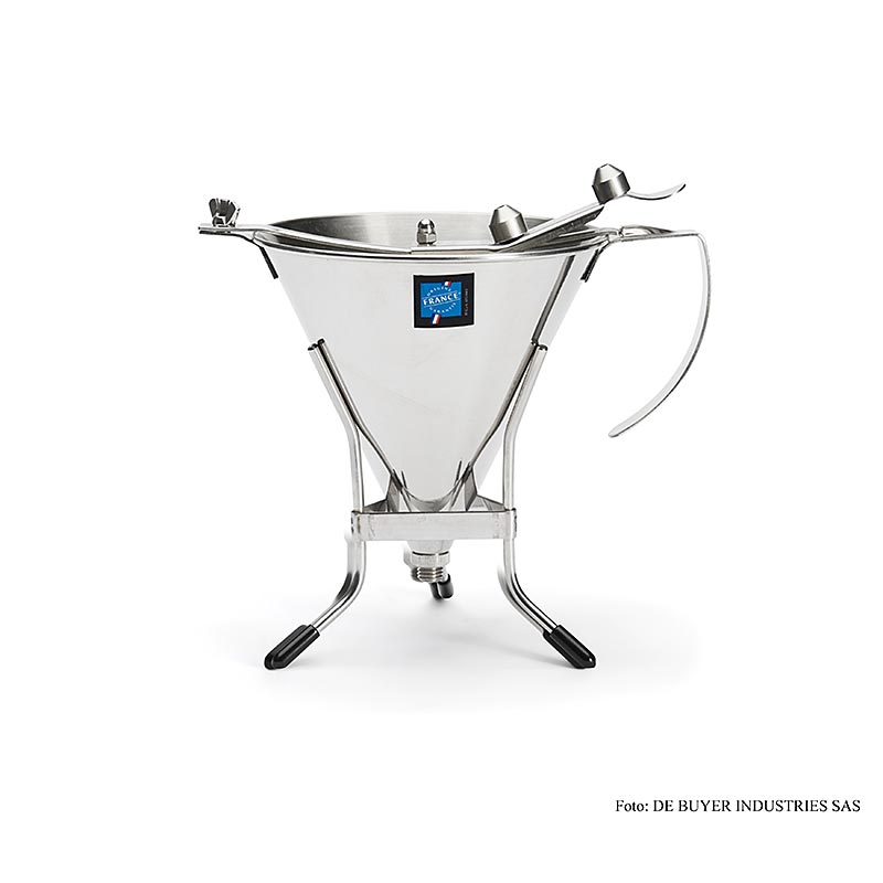 deBUYER Fondanttrichter, automatisch, mit 3 Auslaufmaßen, 1,5 Liter, mit Gestell, 1 St