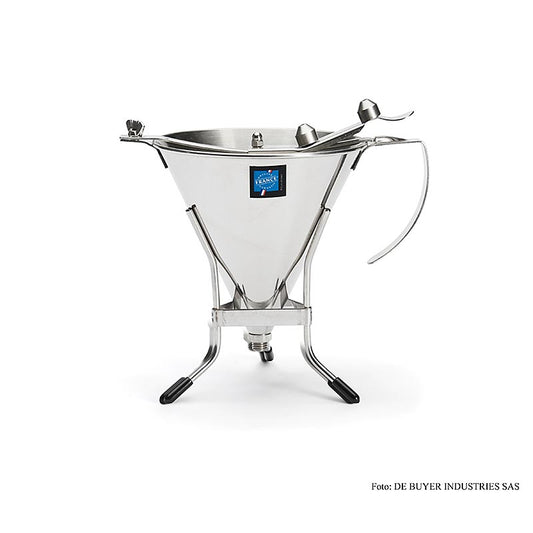 deBUYER Fondanttrichter, automatisch, mit 3 Auslaufmaßen, 1,5 Liter, mit Gestell, 1 St