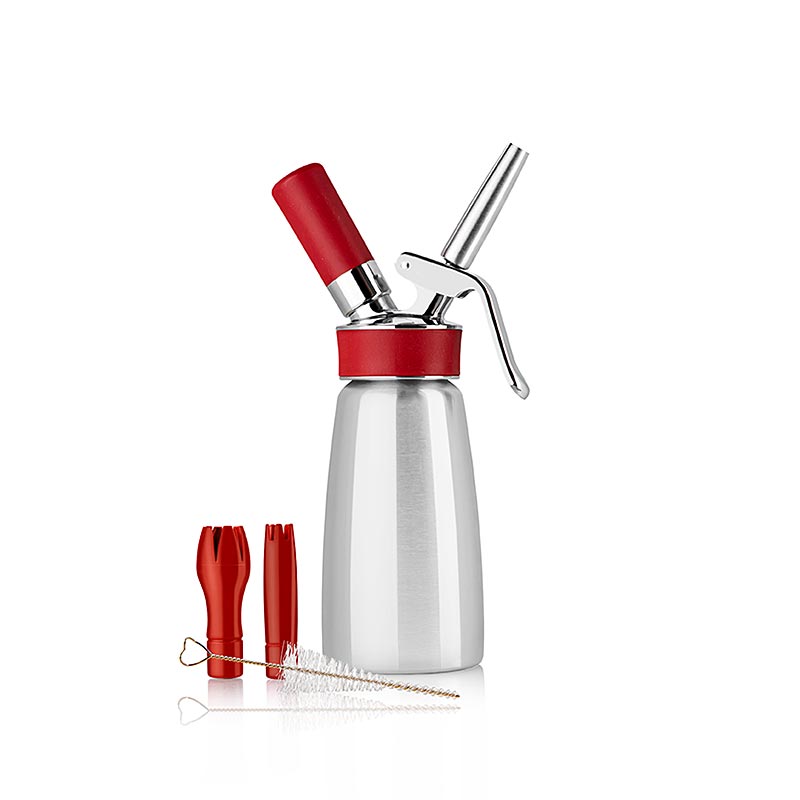 iSi - Espuma - Sprayer, Gourmet Whip Plus, komplett, Edelstahl matt, 250 ml, rot, 1 St