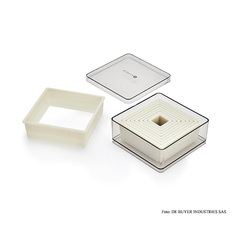 deBUYER Ausstecher, Quadrat, Kunststoff, ø1,8/2,5/3,5/4,5/,5,5/6,5/7,5/8,5/9,5 cm, 9 tlg.