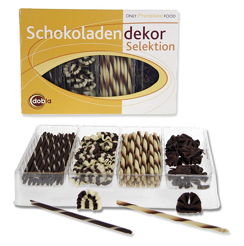 Dobla - Schoko Dekorsortiment - Selektion 2, 4 Sorten Cigarillos & Fächer, 260 g, ca.90