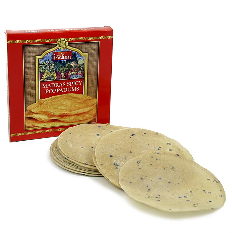 Pappadums, mit schwarzen Pfeffer ø 12-13cm, 112 g, 12 St