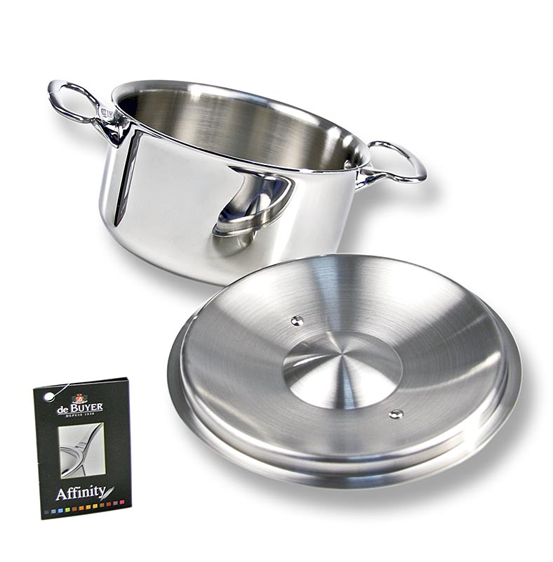 deBUYER "Affinity" Induktions Bratentopf & Deckel, Edelstahl, ø 24cm, 13cm hoch,