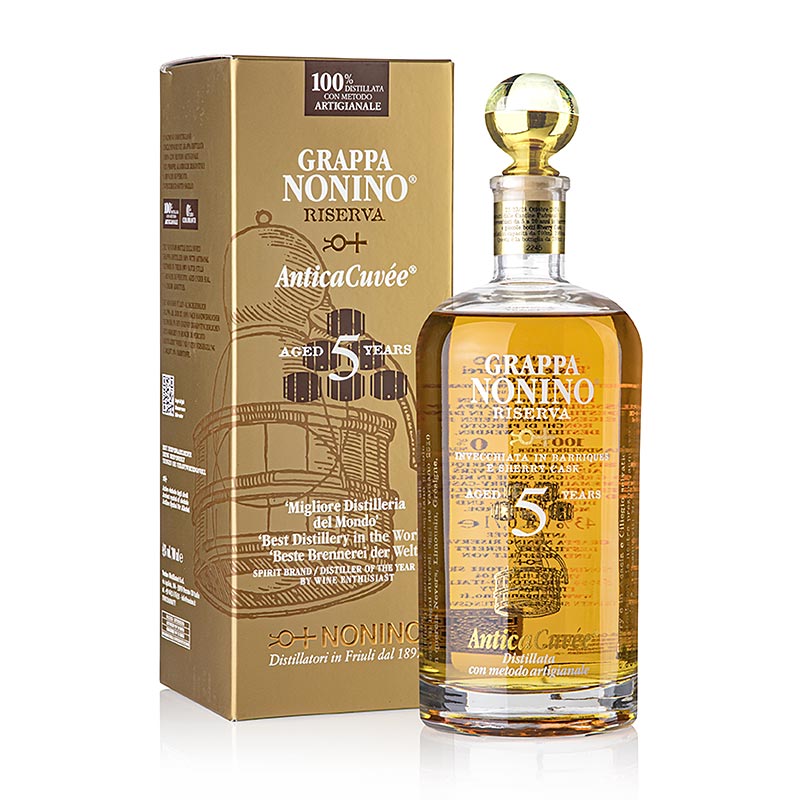 Grappa Riserva Antica Cuvée, holzfassgereifter Grappa, 43% vol., Nonino, 700 ml