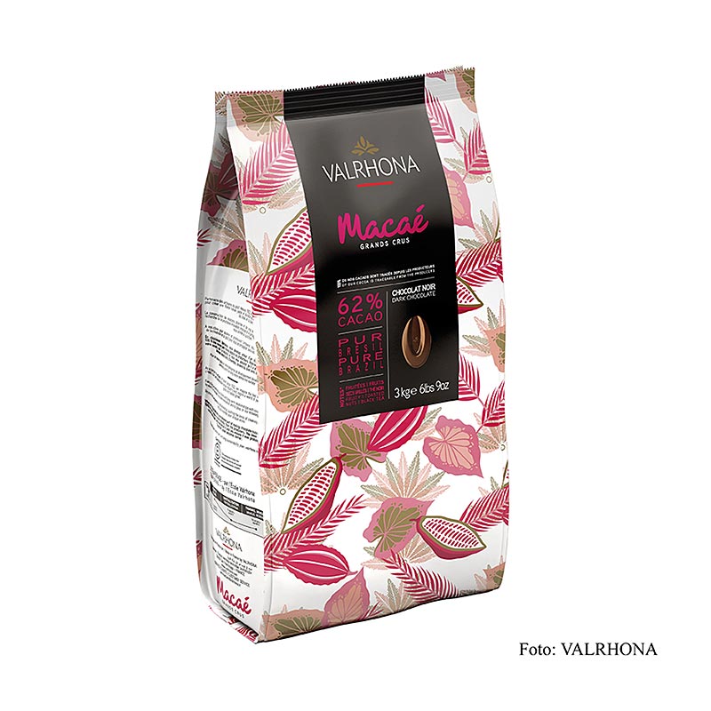 Valrhona Macae "Grand Cru", dunkle Couverture, Callets, 62% Kakao, Brasilien, 3 kg