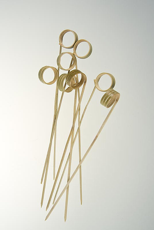 Bambus-Spiesse, mit Loop (Ringende), 12 cm, 100 St