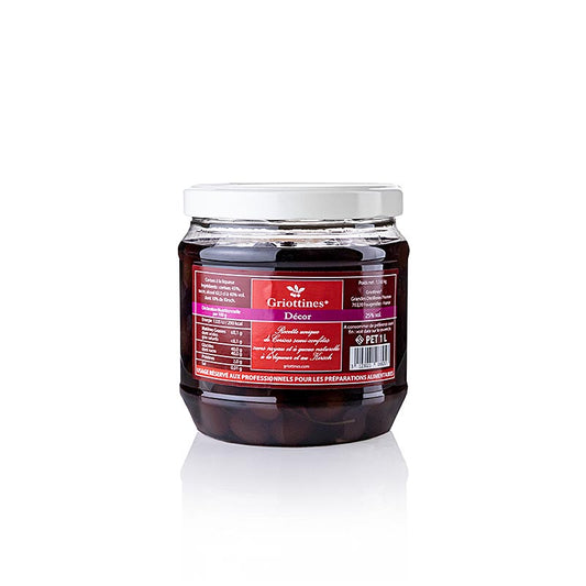 Griottines Dekor, halbkandierte Sauerkirschen ohne Kern, mit Stiel, 25% vol., 1 L