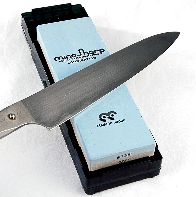 Mino Sharp Schleifstein (Wasser) Kombistein 220/1000, mit Plastikhalter, No. 471