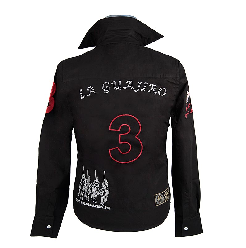EDITION BOS FOOD Polohemd La Guajiro, Langarm, schwarz/rot, Damen Gr. M, 1 St