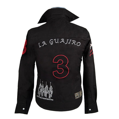 EDITION BOS FOOD Polohemd La Guajiro, Langarm, schwarz/rot, Damen Gr. M, 1 St