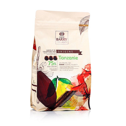 Origine Tanzanie, dunkle Schokolade, Callets, 75% Kakao, 1 kg