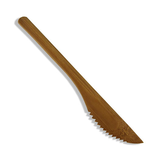 Mehrweg Bambusmesser, spülmaschinengeeignet, dunkelbraun, 20 cm lang, 25 St