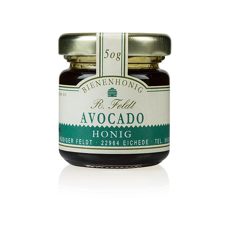 Imkerei Feldt - Avocado-Honig, dunkel, flüssig, leichtes Pflaumenaroma, Portionsglas, 50 g