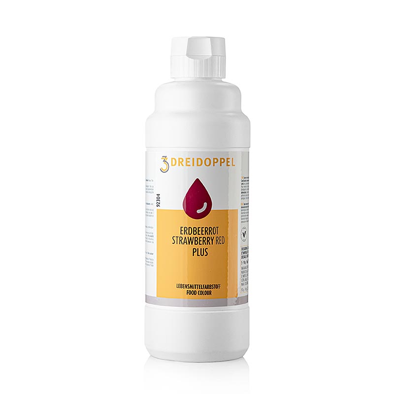 Lebensmittelfarbe Flüssig plus, erdbeerrot, 923, Dreidoppel, 1 kg