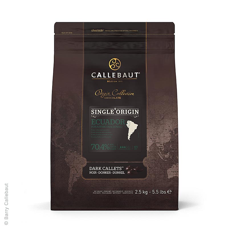 Callebaut - Origine Ecuador, dunkle Couverture, Callets, 70,4% Kakao, 2,5 kg