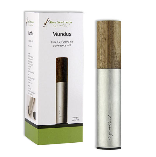 Ingo Holland Edition - "Mundus" Taschenmühle-Salz & Pfeffer, Edelstahl/Walnuss, 1 St