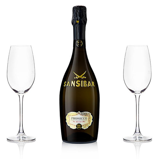 Sansibar´s Best San Simone Prosecco Brut 0,75 L + 2 Riedel Champagnergläser, 3 tlg.