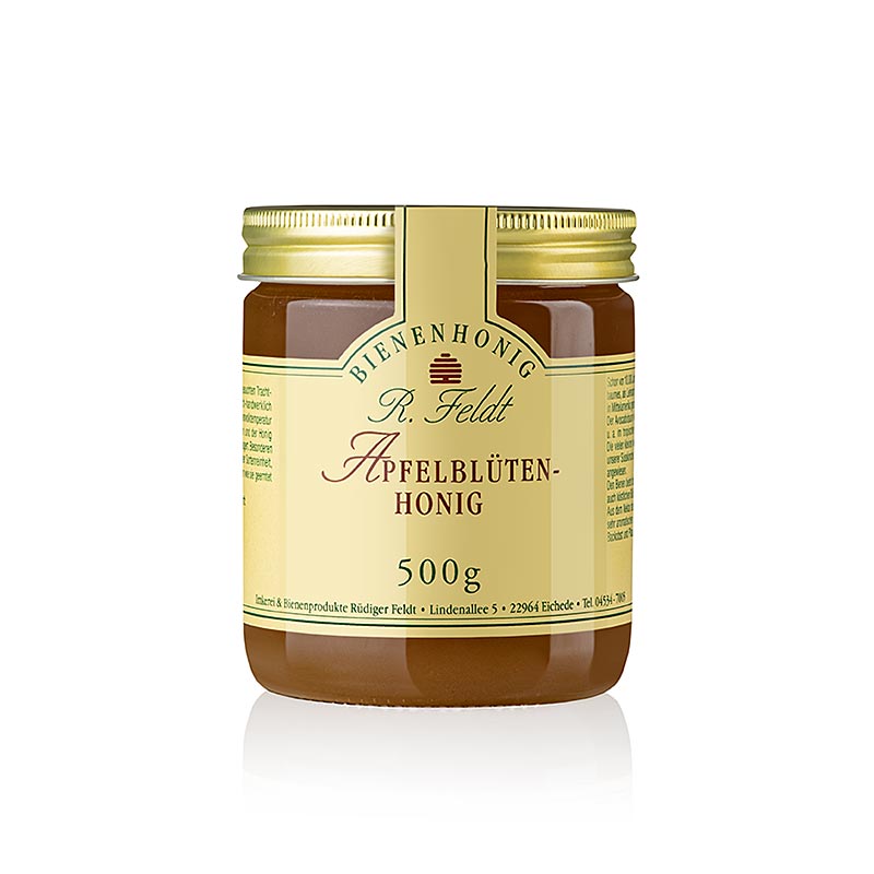 Imkerei Feldt - Apfelblüten-Honig, hell, mild-cremig, feines Apfelaroma, selten