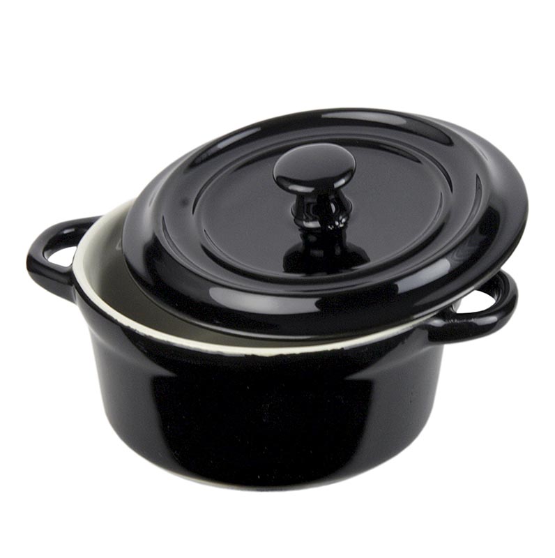 Cocotte aus Keramik, schwarz, mit Deckel, 250 ml, ø 10, 5 cm hoch, 1 St