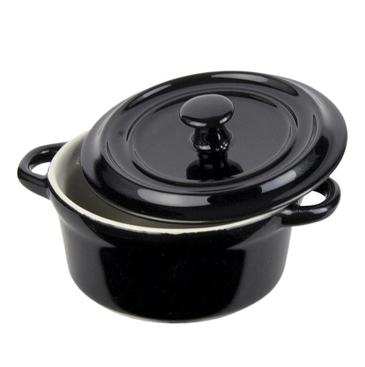 Cocotte aus Keramik, schwarz, mit Deckel, 250 ml, ø 10, 5 cm hoch, 1 St