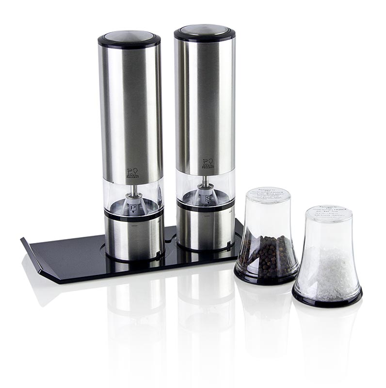 Peugeot ELIS Set, Elektrische Salz- und Pfeffermühle, Edelstahl, 5 tlg.