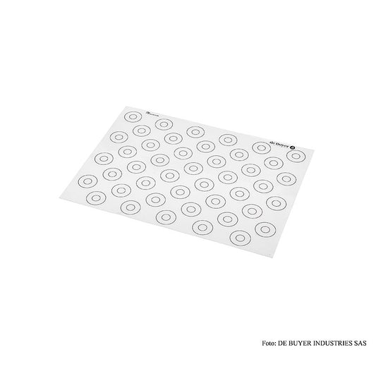 deBUYER Silikonbackmatte, glatt, 44 Markierungen für Macaros ø 15-35 mm, 40x30 cm, 1 St