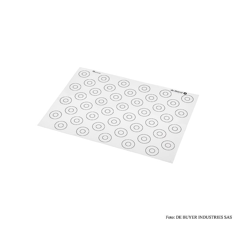 deBUYER Silikonbackmatte, glatt, 44 Markierungen für Macaros ø 15-35mm, 40x30cm,