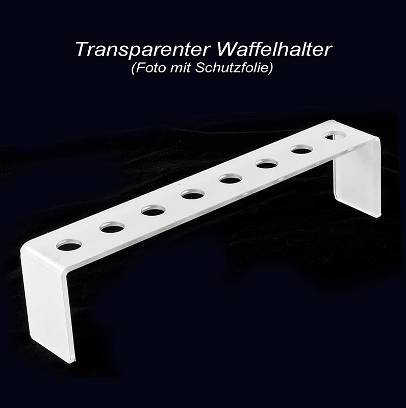 Mini-Waffelhörnchen-Halter, Plexiglas lichtgrau, lang, für 8 Hörnchen, ø 2cm, 1