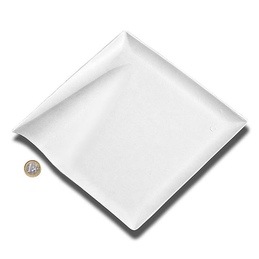 Einweg Teller "Wave", aus Zuckerrohrfasern,weiss,quadratisch m. Welle,20,5x20,5 cm, 500 St