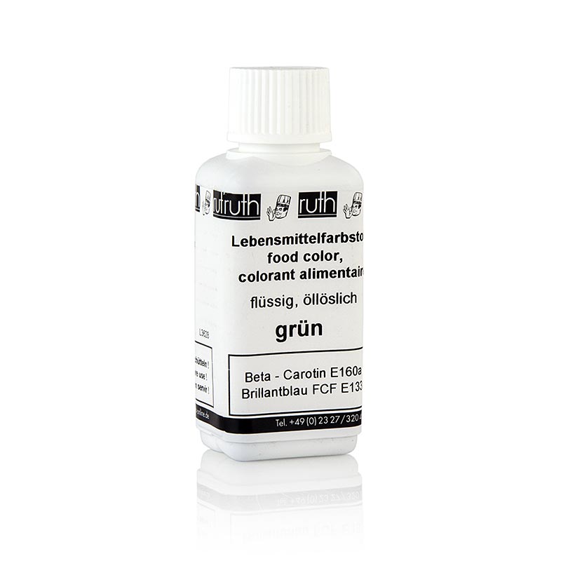 Lebensmittelfarbe, grün, flüssig, fettlöslich, Ruth (7703a), 90 g