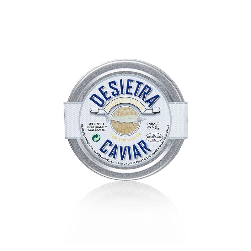 Desietra weißer Kaviar vom Albino-Stör (Sterlet), Aquakultur Deutschland, 50 g